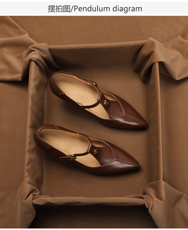 Vintage Collectible Shoes - รองเท้าแมรี่เจนหนังแท้สไตล์วินเทจประดับดอกคามิลเลียสำหรับผู้หญิง คอลเลกชันฤดูใบไม้ผลิ 2026 สายรัดรูปตัว T ส้นสูง