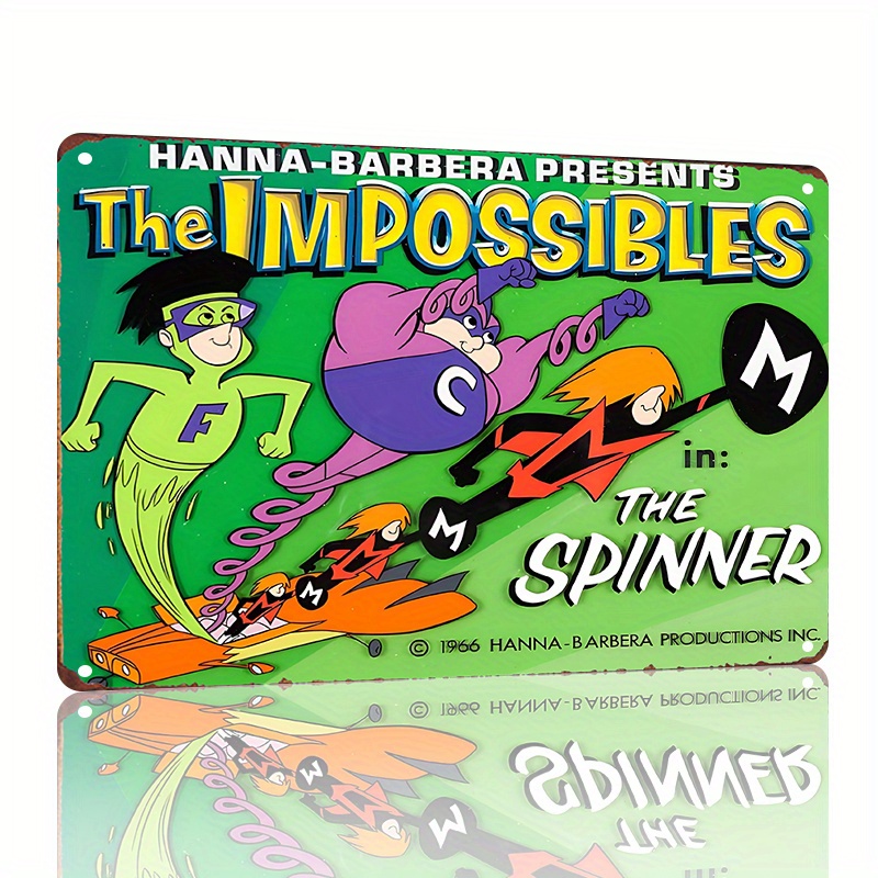 Vintage And Collectible - Hanna-Barbera The Impossibles: ป้ายโลหะวินเทจลาย Spinner -