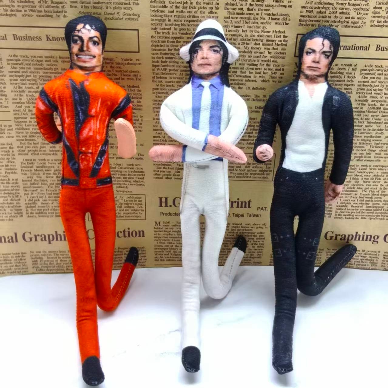 Vintage Collectible Figures - ตุ๊กตาคอสเพลย์ไมเคิล แจ็คสัน สไตล์วินเทจ โครงลวดดัดงอได้ ปรับท่าทางได้ ของตกแต่งบ้าน