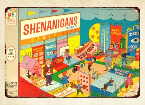 Vintage Collectible Board Games - ป้ายโลหะเกมกระดานเชนาไกแนนส์ 1964 ของสะสมวินเทจสำหรับตกแต่งบ้าน